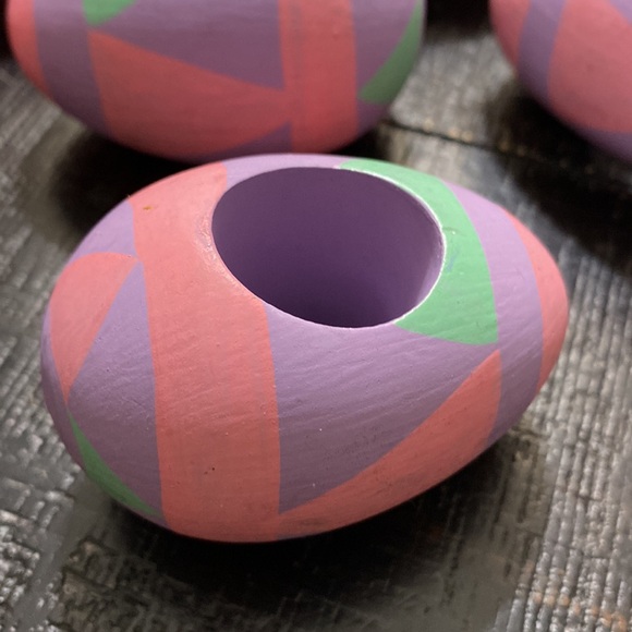 Set Of 6 Vintage Wooden Easter Egg Napkin Holders! - Picture 4 of 4